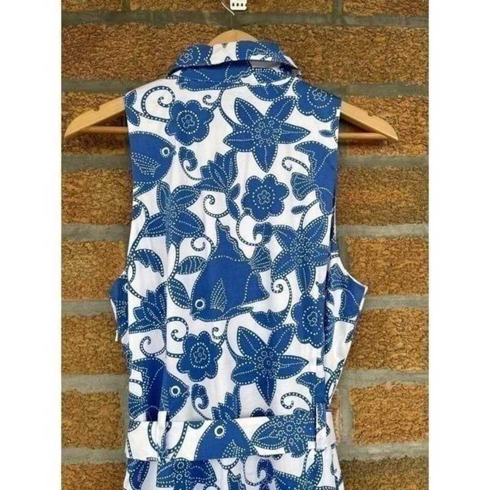 LILLY PULITZER Blue Fish Print Belted size 14 - image 8