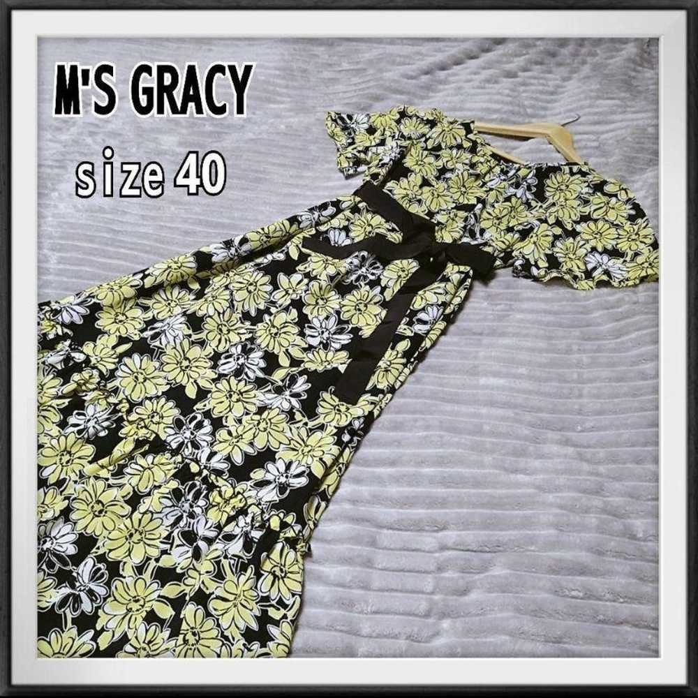 M'S GRACY Daisy Pattern Long Dress Black Size 40 - image 1