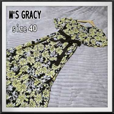 M'S GRACY Daisy Pattern Long Dress Black Size 40 - image 1