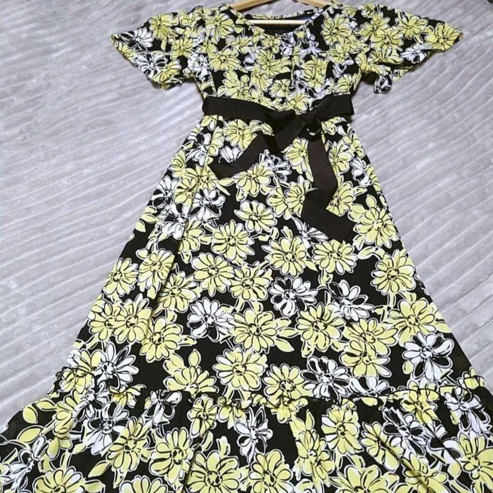 M'S GRACY Daisy Pattern Long Dress Black Size 40 - image 2