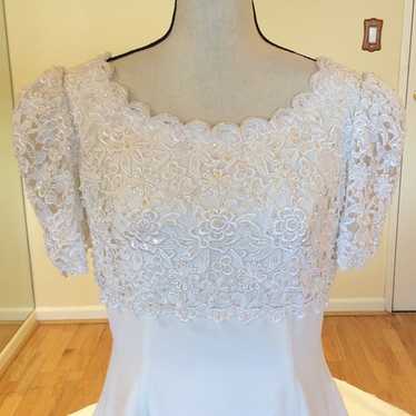 Signature White Vintage Beaded Sequined Short Sle… - image 1