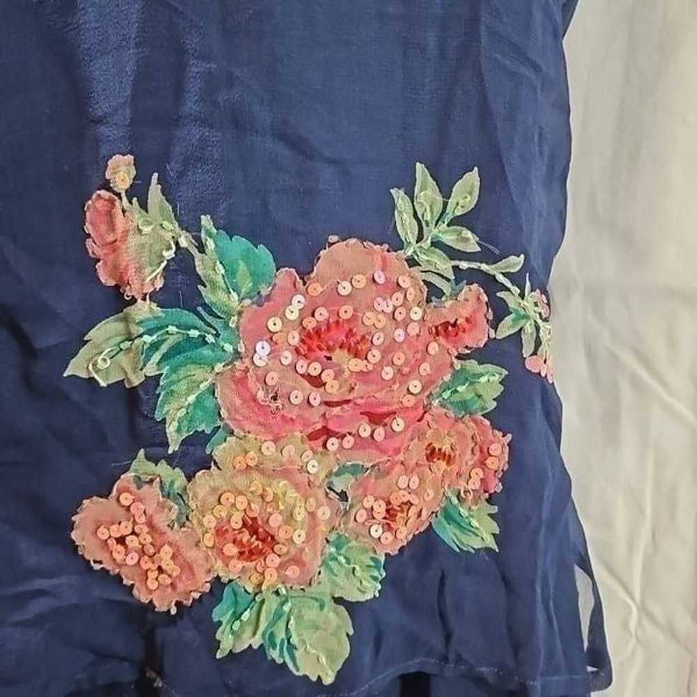 Vintage Robbie Bee 100% Silk Sequin Floral Accent… - image 4