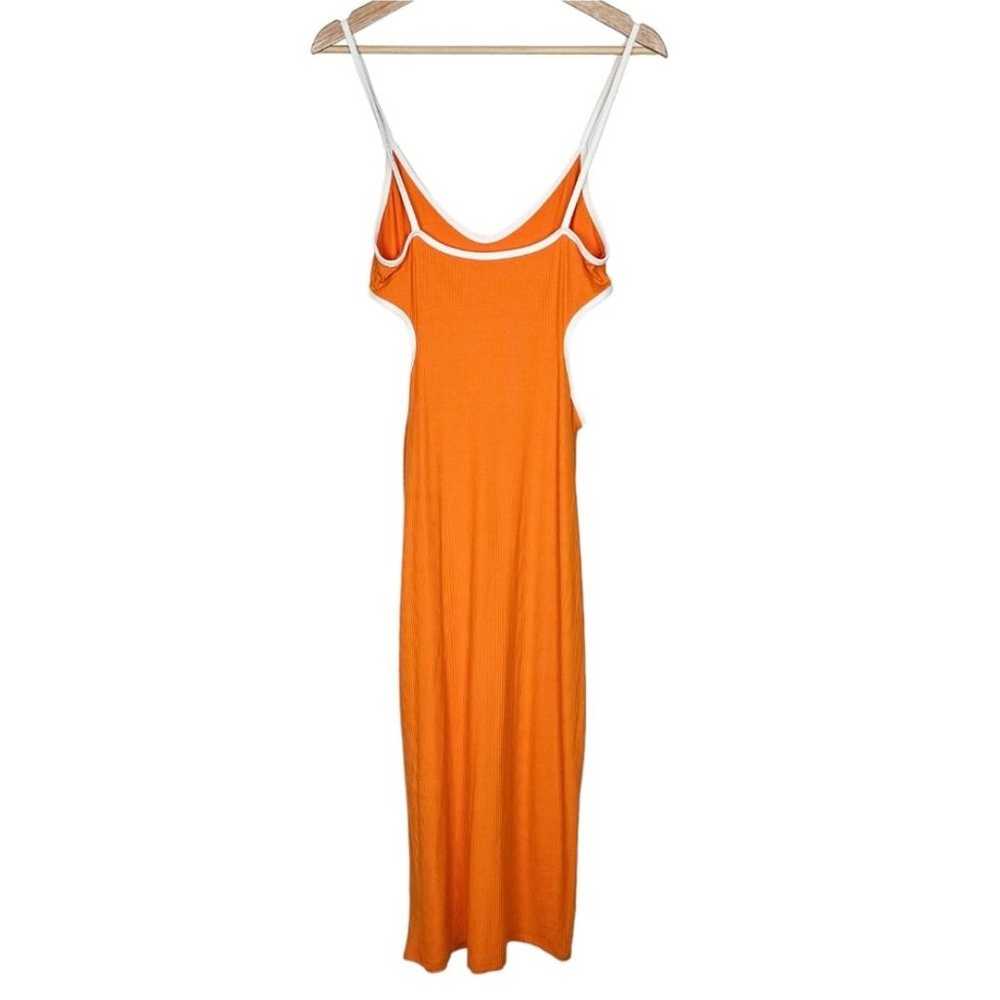 Reformation Lilou Midi Ribbed Dress Orange White … - image 2