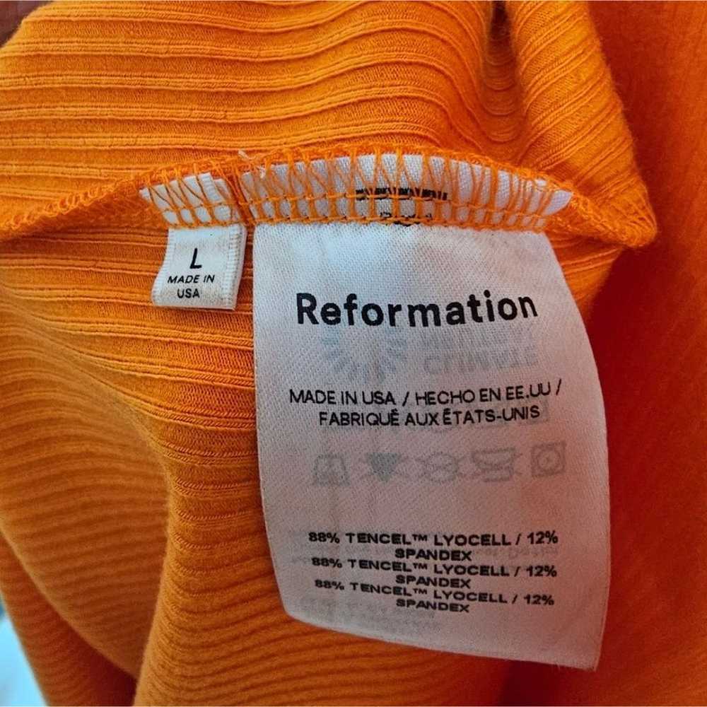 Reformation Lilou Midi Ribbed Dress Orange White … - image 6