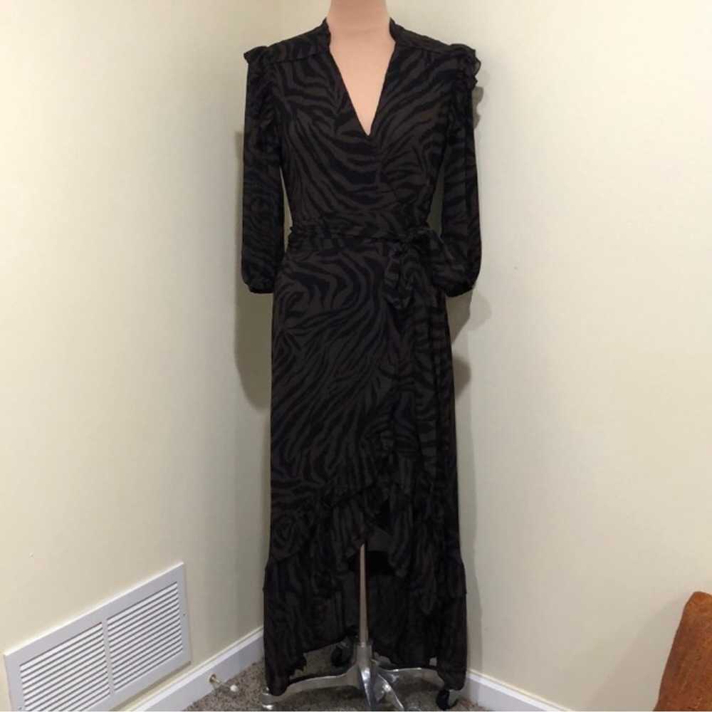 ba&sh Maxi Dress Size Large Black Tiger Striped P… - image 2