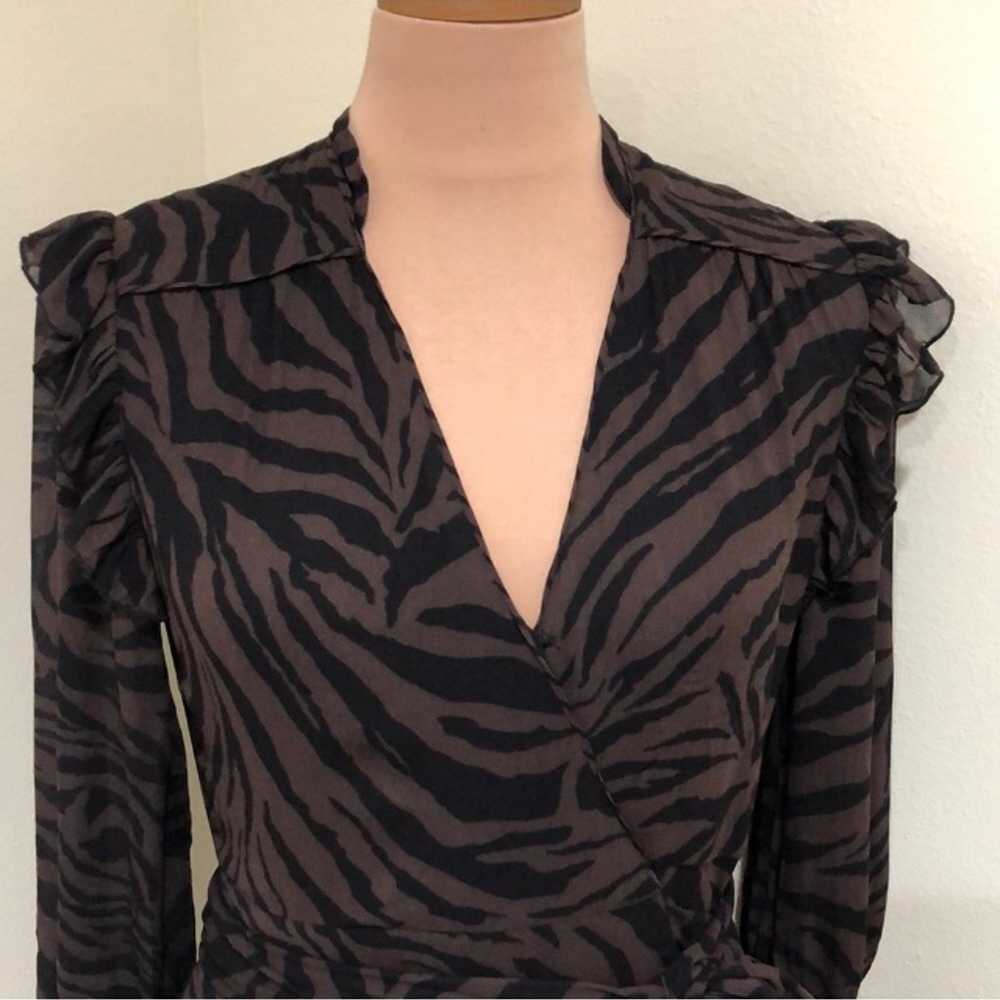 ba&sh Maxi Dress Size Large Black Tiger Striped P… - image 3