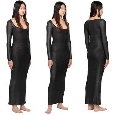 Skims Black Soft Lounge Shimmer Long Sleeve Maxi D