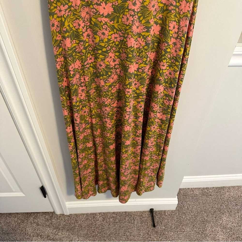 ModCloth Green Pink Floral Maxi Dress Large - image 3