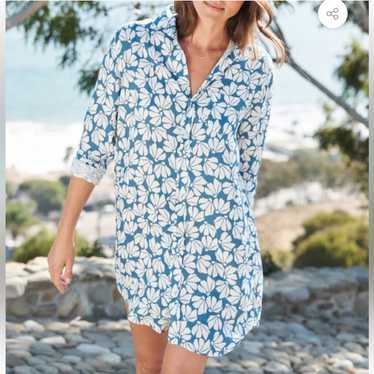 Frank & Eileen Mary Classic Linen Shirt Dress Blu… - image 1