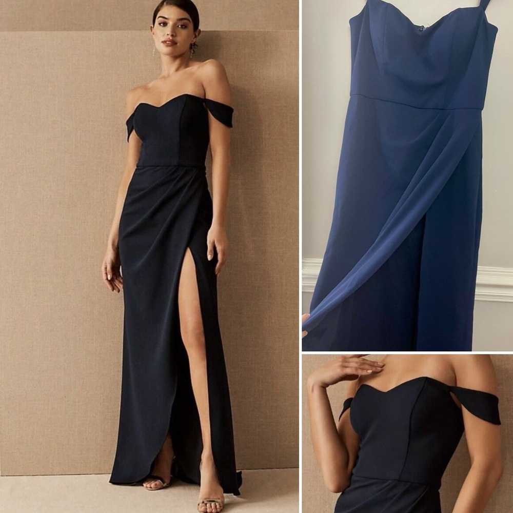 BHLDN Rossi Navy Blue Elegant Classic Crepe Maxi … - image 1