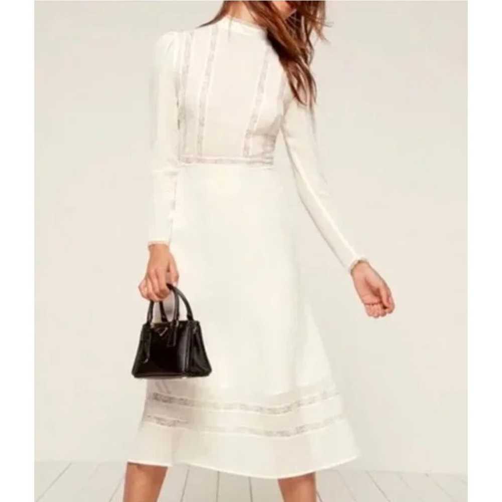 Reformation Natalia Lace Trim High Neck Midi Dress - image 1