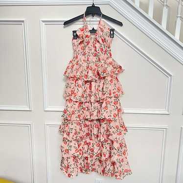 $399 NWOT KIVARI Gabrielle Pink Floral Ruffled Max