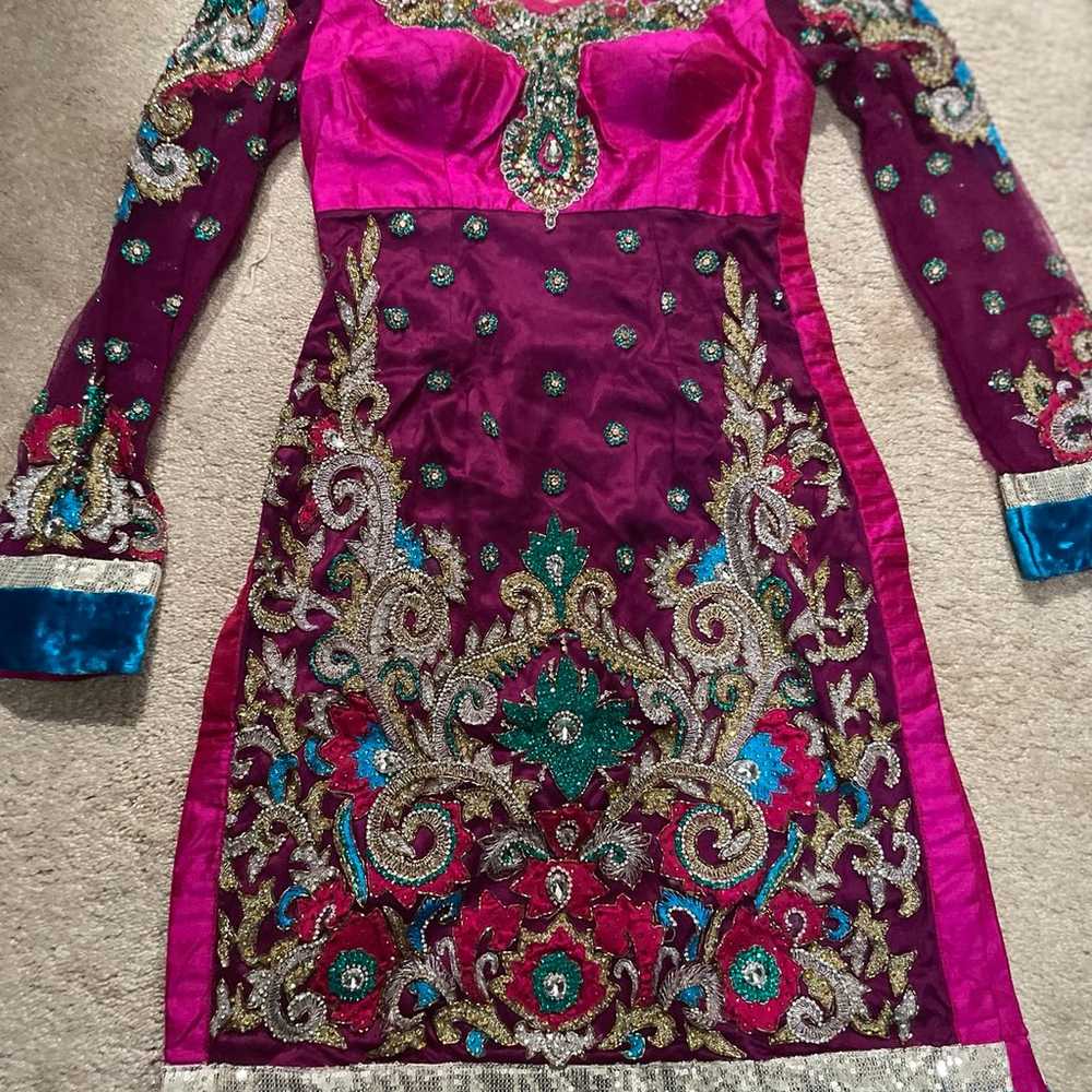 Bridal gharara hot pink and blue - image 1