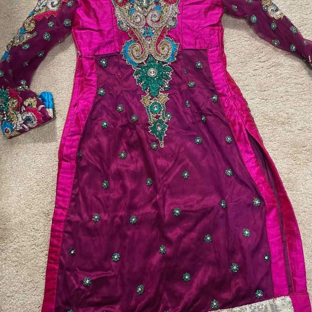 Bridal gharara hot pink and blue - image 2