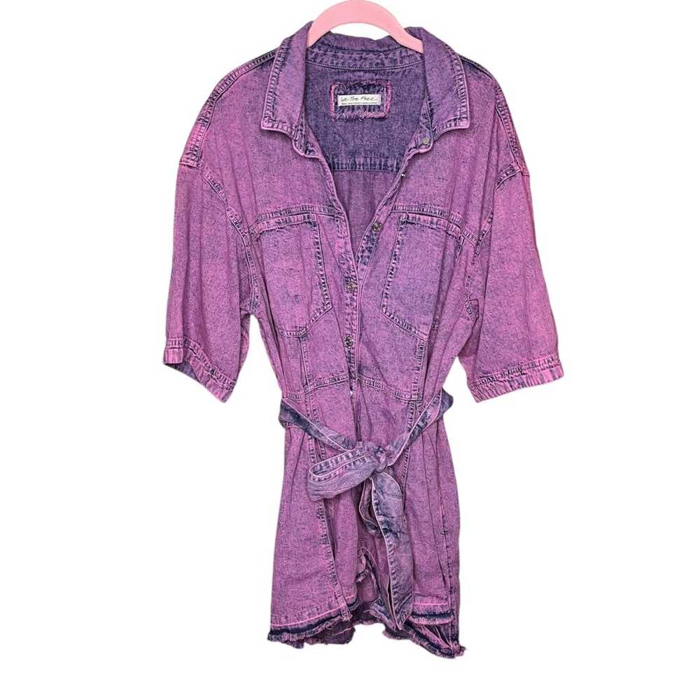 Free People Jenny Denim Tunic Knockout Pink Overd… - image 2