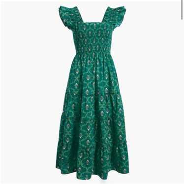 HILL HOUSE Akilah Silk-Blend Midi Dress - high quality Emerald Velvet