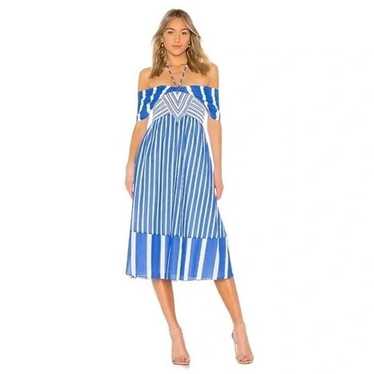 TANYA TAYLOR Celina Smocked Striped Colorblock Mid