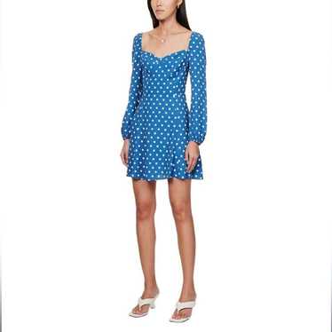 Reformation Betty cheapest Marilyn Polka Dot Blue Gold Dress New with Tags