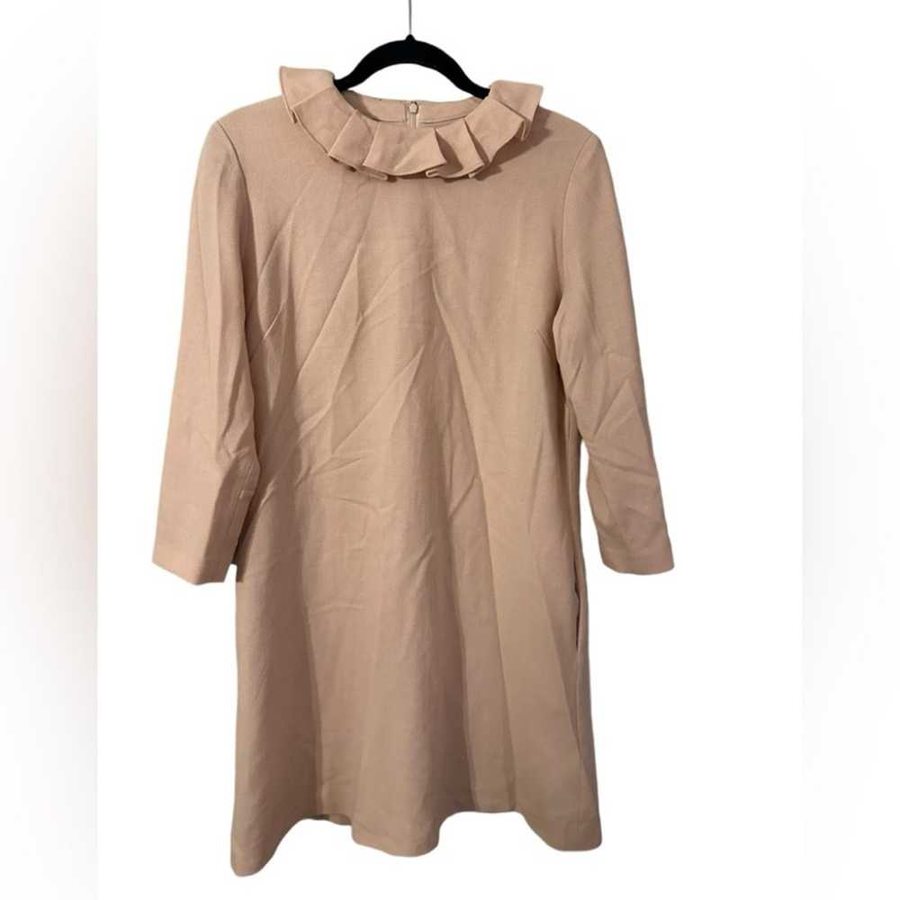 GOAT Wool Mini Dress Beige Size 10 Long Sleeves R… - image 1