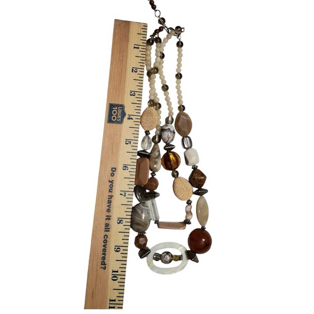 Vintage Natural Stone and Bead Necklace Earthtone… - image 7