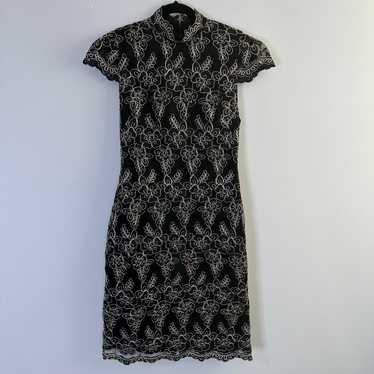 Alice + Olivia Marya dress in metallic floral lace