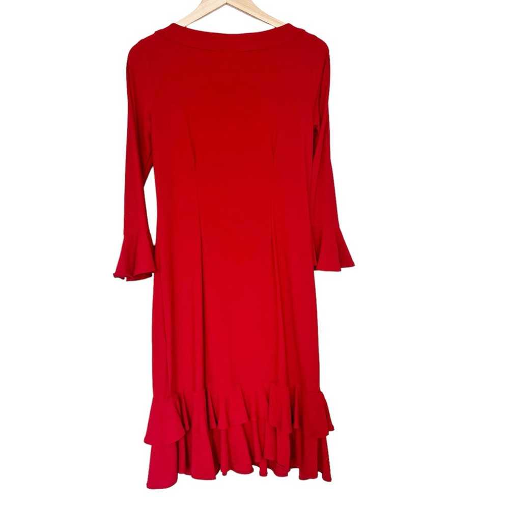 Oscar De La Renta Red Tiered Flutter Long Sleeve … - image 4