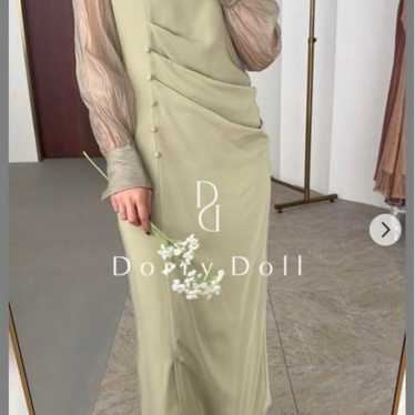 Dorry Doll Draped I Line Dress Green M - image 1