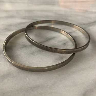 Vintage Silver-Tone Bangles (Pair)