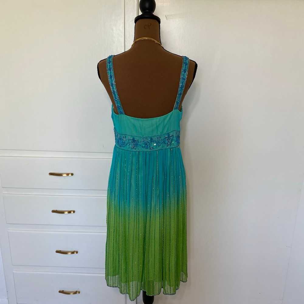 RARE turquoise blue green ombré silk beaded dress… - image 6