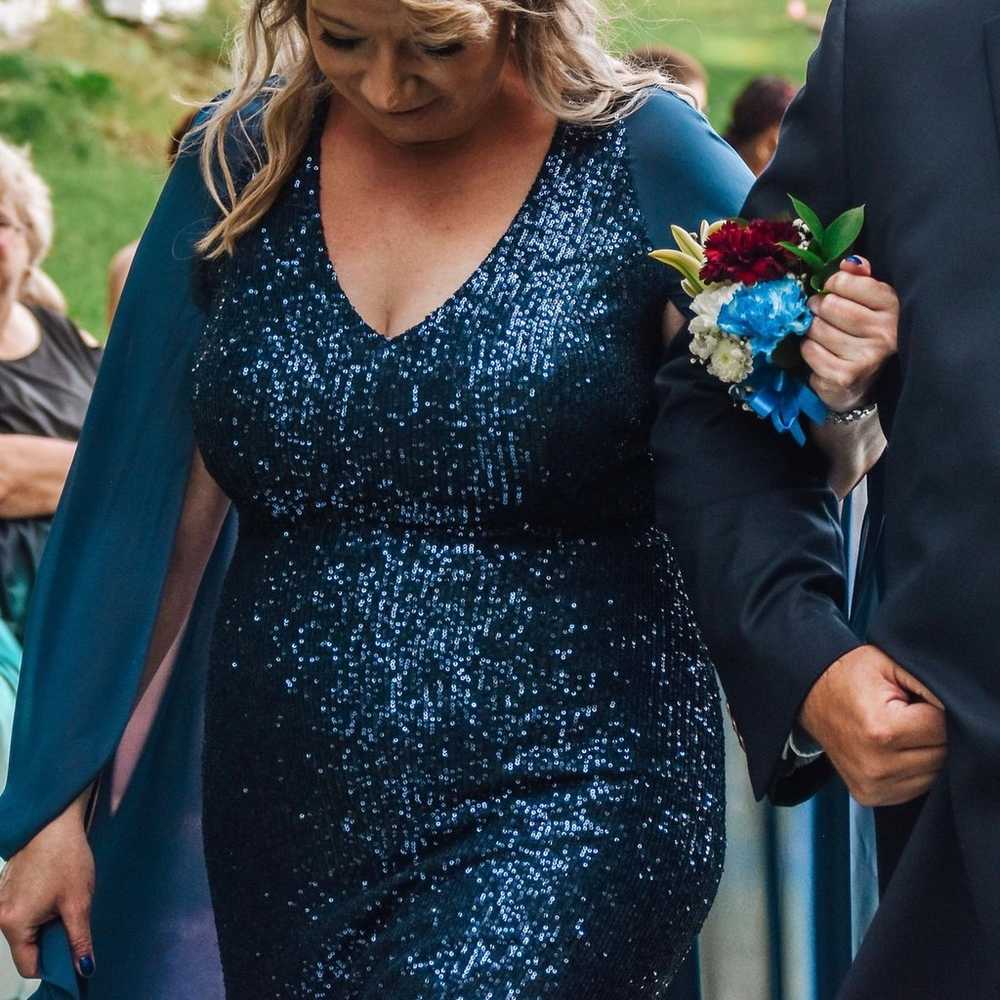 Sequin Navy Blue Dress David’s Bridal - image 5