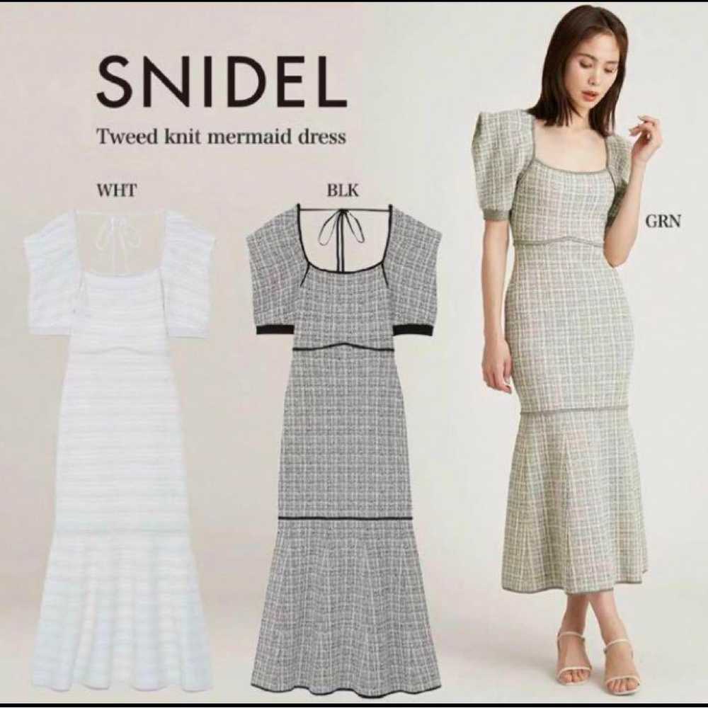 SNIDEL
Green Check Pattern Knit Short Sleeve Flar… - image 1