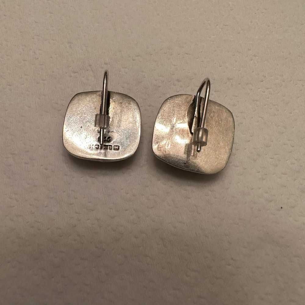 Vintage sterling cushion earrings - image 3