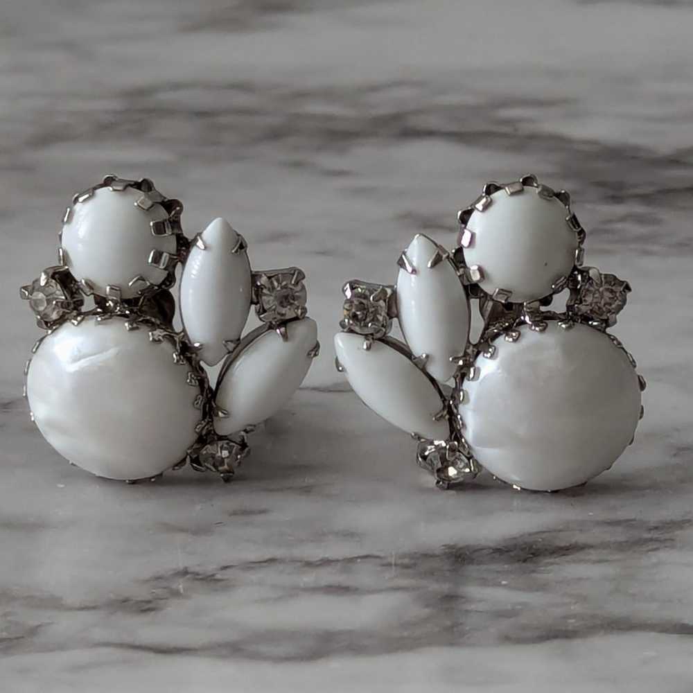 Vintage Bracelet and Earrings Set White Stones an… - image 4