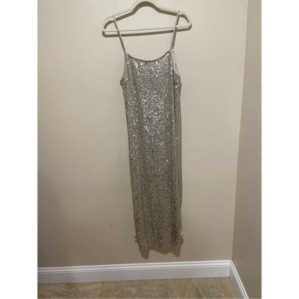 Neiman Marcus Endless Rose Silver Sequin Formal D… - image 1