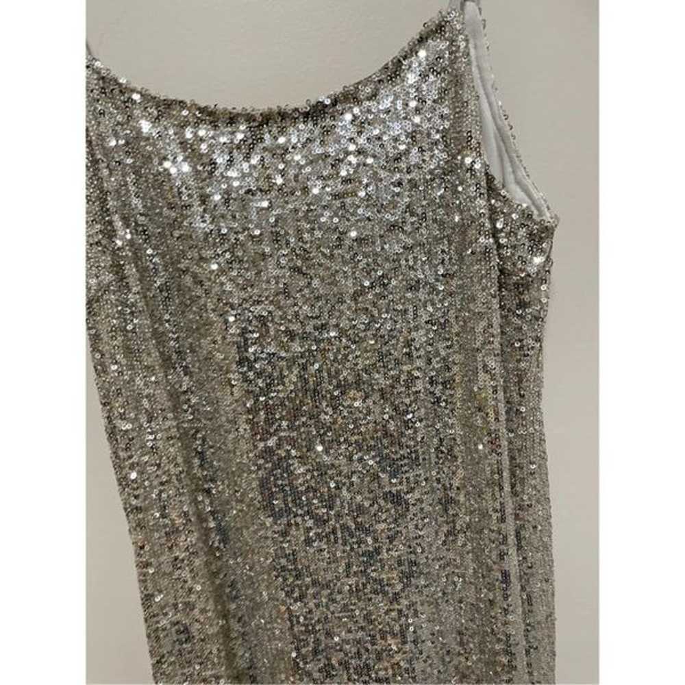 Neiman Marcus Endless Rose Silver Sequin Formal D… - image 2