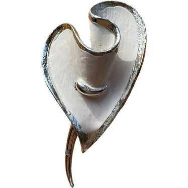 Coro Signed Textured Modern Silverton Heart Leaf … - image 1