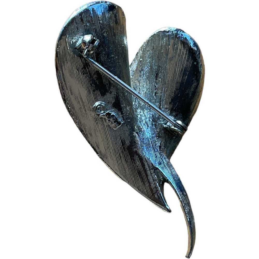 Coro Signed Textured Modern Silverton Heart Leaf … - image 2