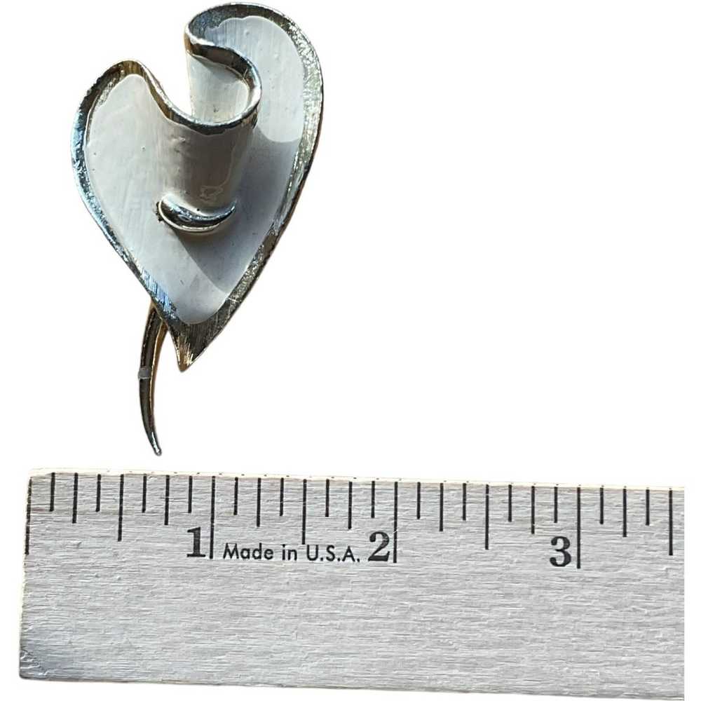 Coro Signed Textured Modern Silverton Heart Leaf … - image 5