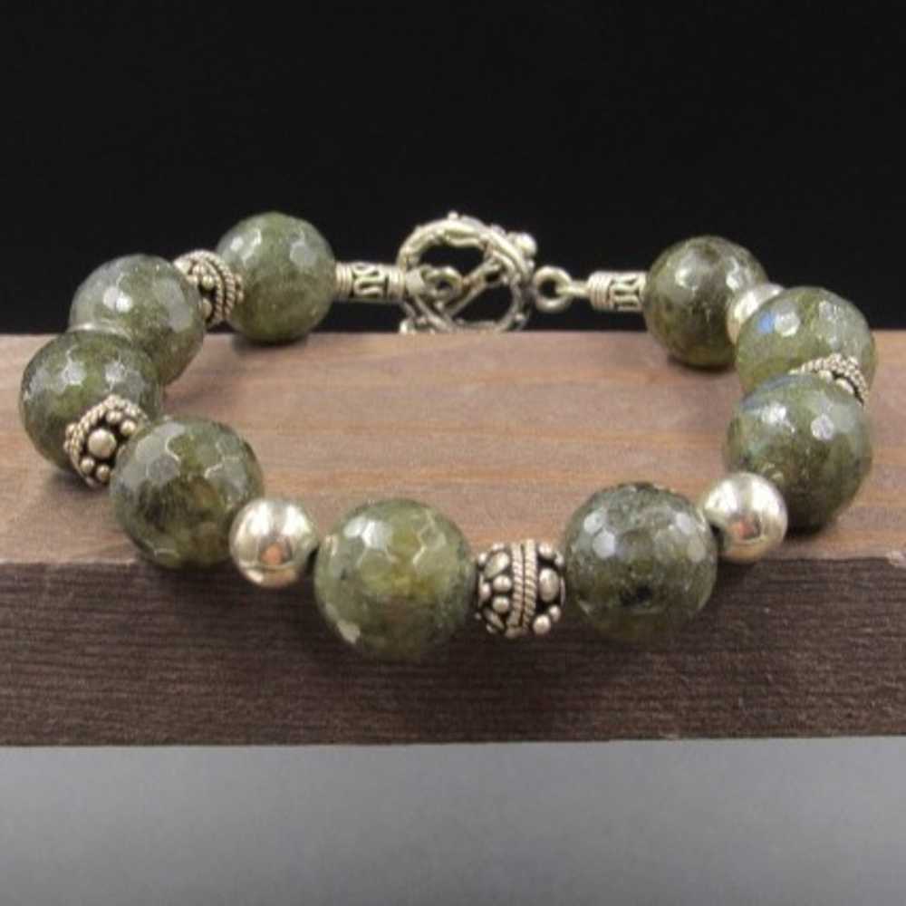 8" Sterling Silver Labradorite Stone Bracelet Vin… - image 1