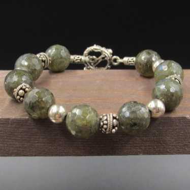 8" Sterling Silver Labradorite Stone Bracelet Vin… - image 1