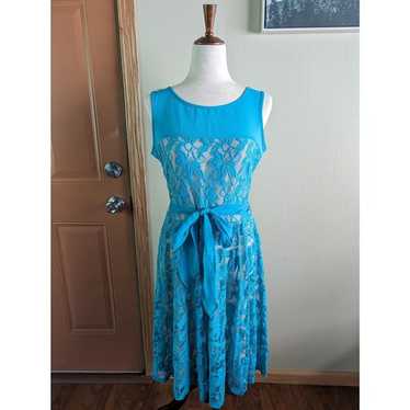 Blue Lace Overlay Dress