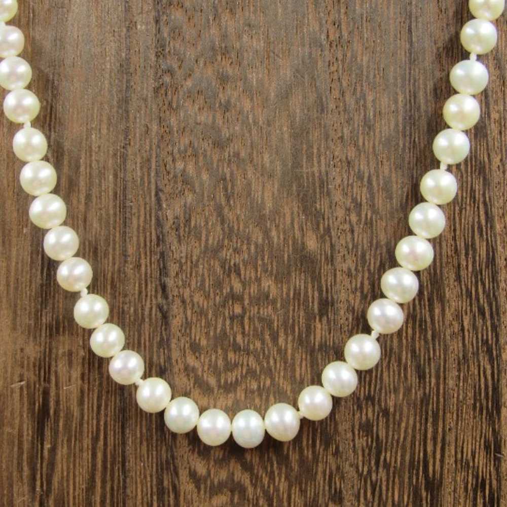 18" Sterling Silver White Genuine Pearls Necklace… - image 1