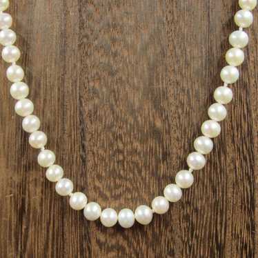 18" Sterling Silver White Genuine Pearls Necklace… - image 1