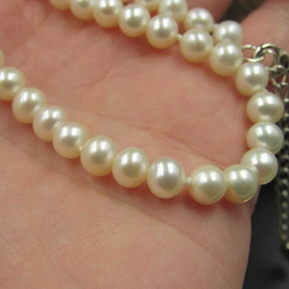 18" Sterling Silver White Genuine Pearls Necklace… - image 4