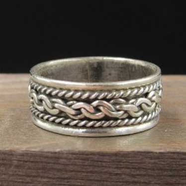 Size 9 Sterling Silver Anchor Chain Style Band Rin