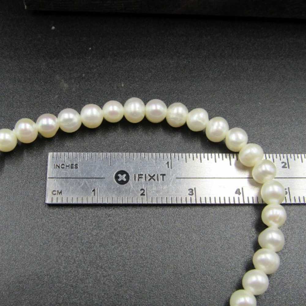 7" Sterling Silver Great Real Pearl Bracelet Vint… - image 5