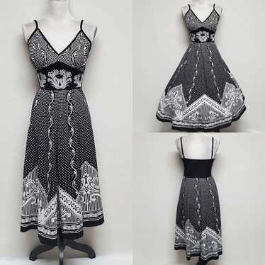 Vintage 90s Maurices Rockabilly Black White Polka-