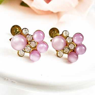 Vintage Lavender Cabochon Screw Back Earrings