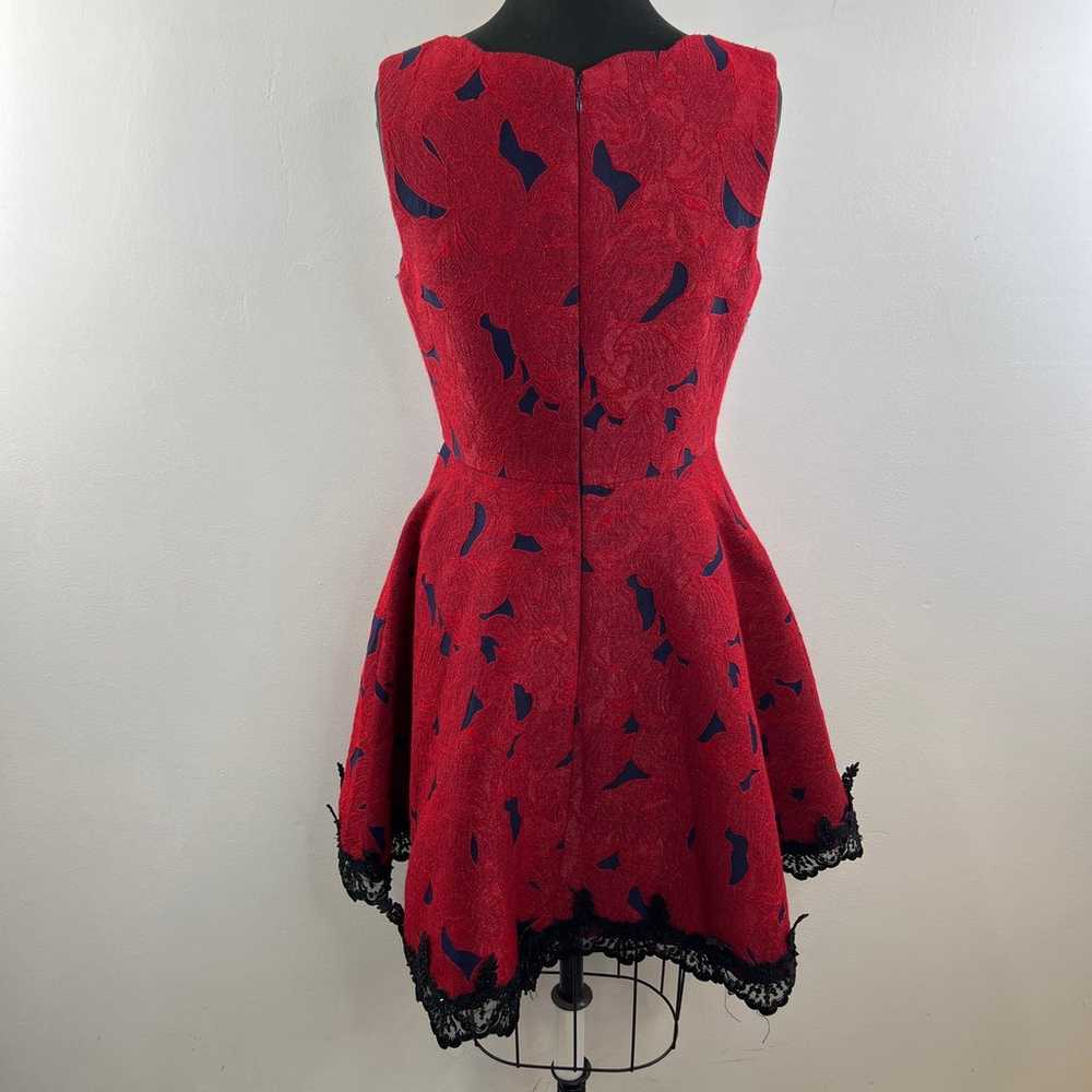 ALBERTO MAKALI Jacquard Fit & Flare Dress Red Blu… - image 9