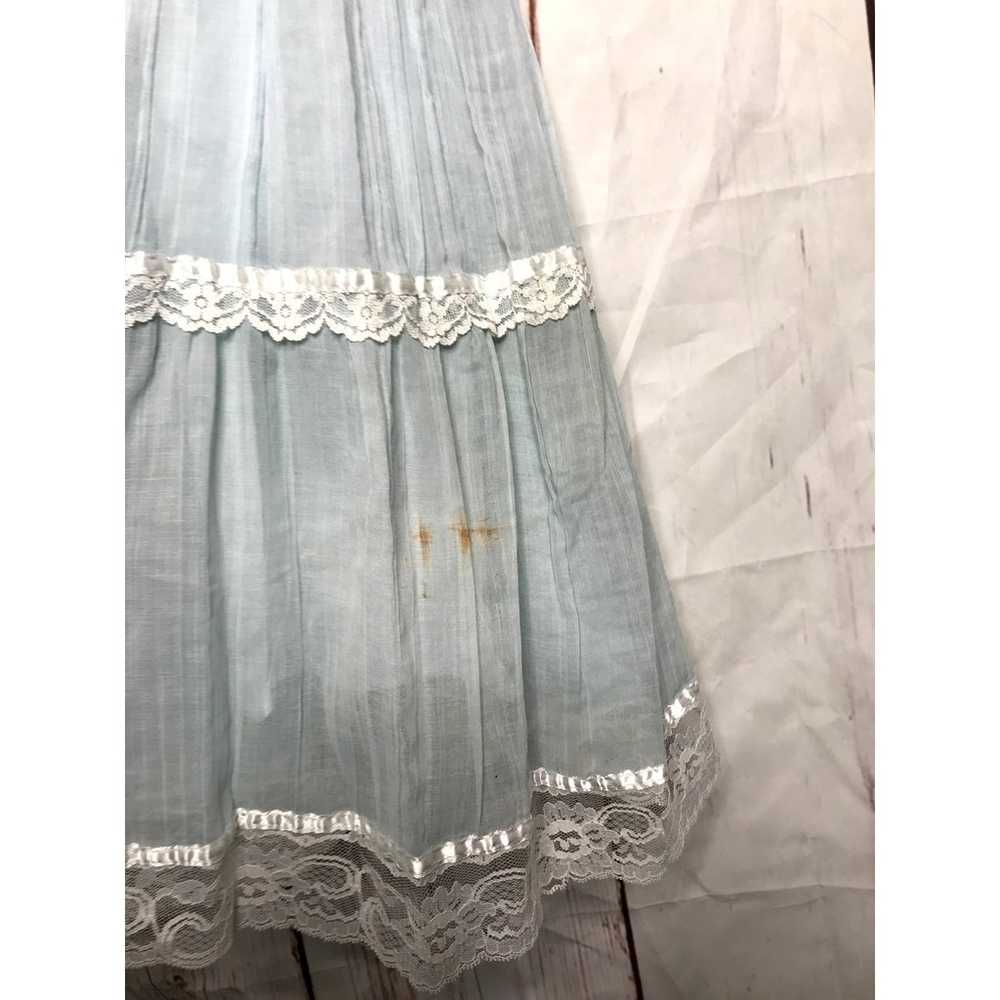 Vintage Gunne Sax blue gauze midi sundress size 11 - image 10